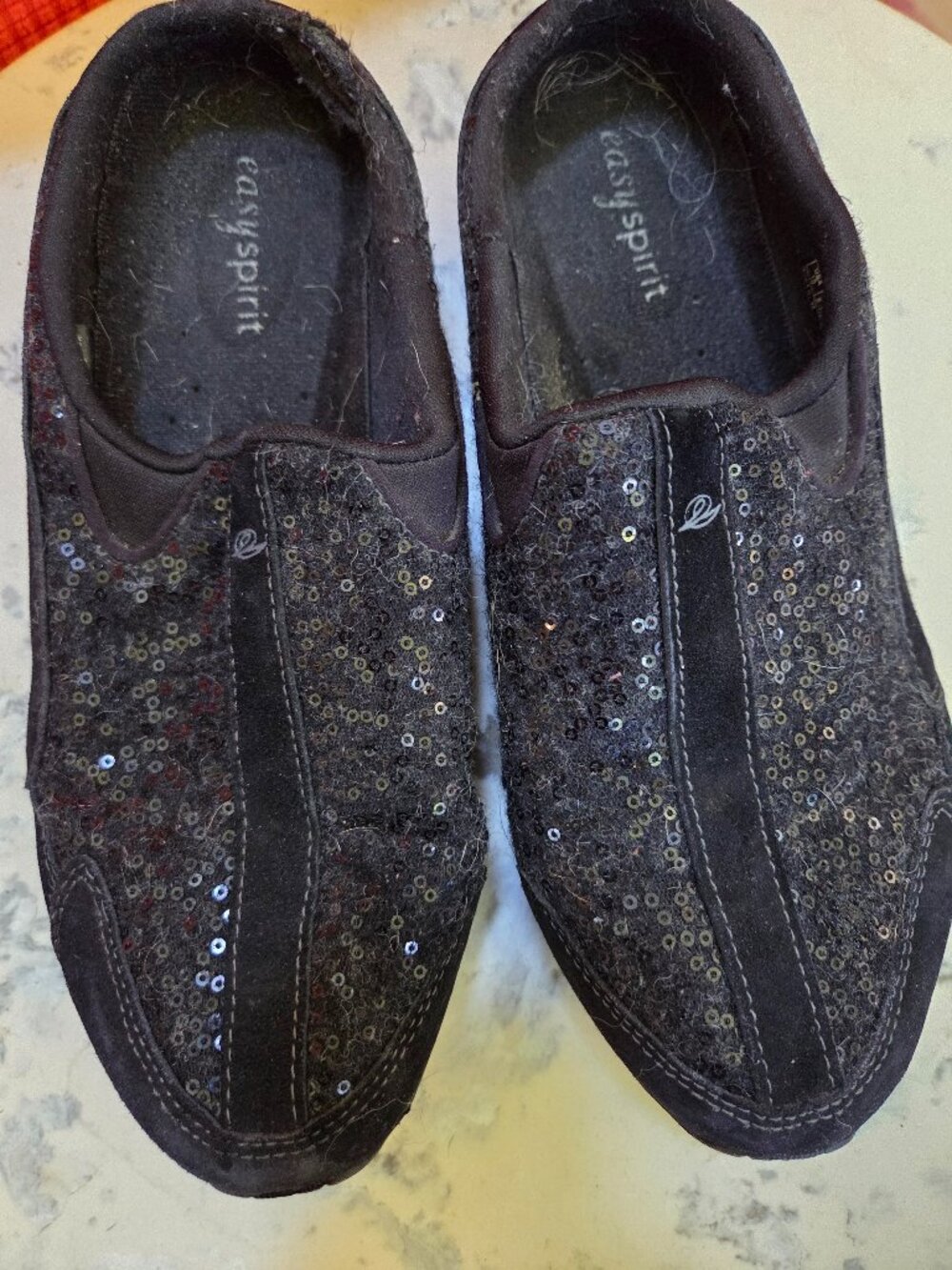 Easy Spirit Traveltime Black Sequined Mule Size 10